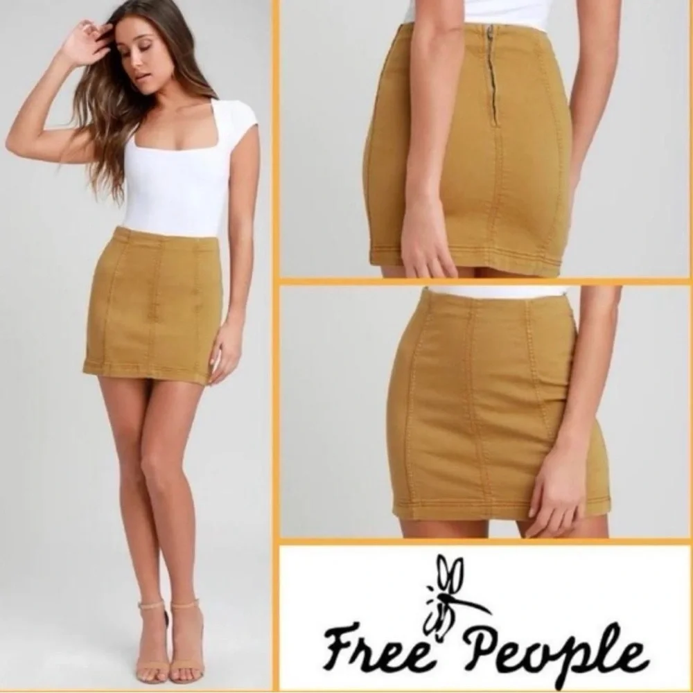 Free People Modern Femme‎ Denim Mini Skirt – Mustard 💛